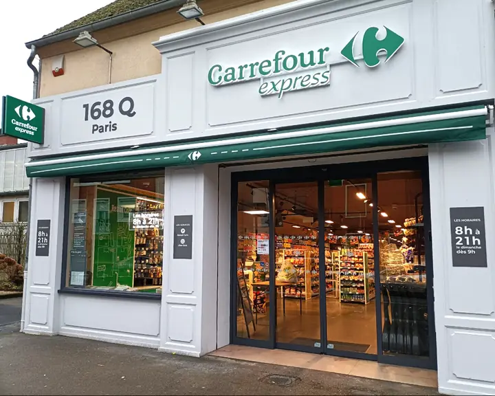 Carrefour Express : enseigne et habillage de façade